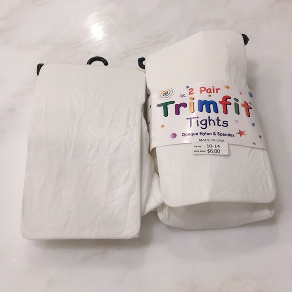 NWT Bundle of 2 Trimfit Girls White Opaque Tights-Size 10-14 - Picture 1 of 1